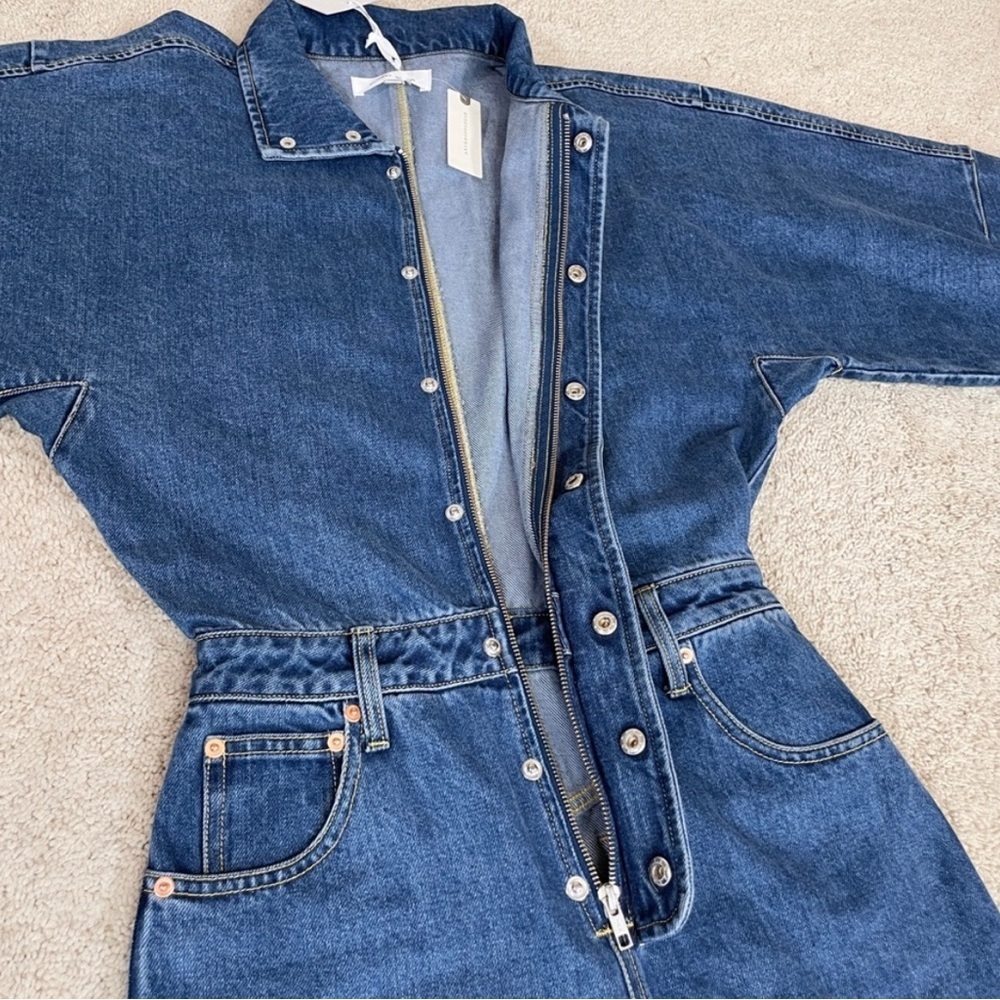 NWT Ronny Kobo Sebastian Denim Point Collar Neck Long Dolman Sleeve Midi dress - Picture 6 of 10